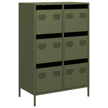 vidaXL Hoge kast 68x39x101,5 cm staal olijfgroen afbeelding2 - 1