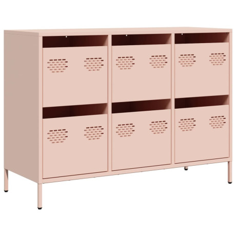 vidaXL Dressoir 101,5x39x73,5 cm koudgewalst staal roze afbeelding2 - 1