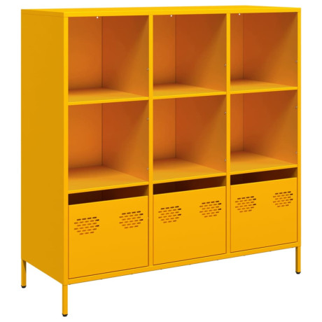 vidaXL Hoge kast 101,5x39x103,5 cm staal mosterdgeel afbeelding2 - 1
