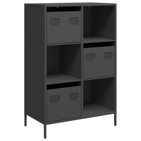 vidaXL Hoge kast 68x39x103,5 cm staal zwart afbeelding2 - 1