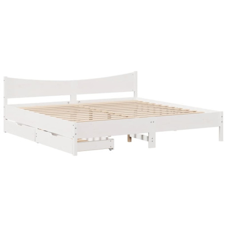 vidaXL Bedframe met lades massief grenenhout wit 180x200 cm afbeelding2 - 1