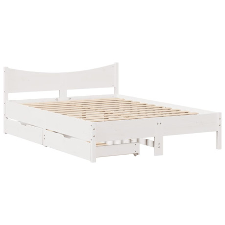 vidaXL Bedframe met lades massief grenenhout wit 160x200 cm afbeelding2 - 1