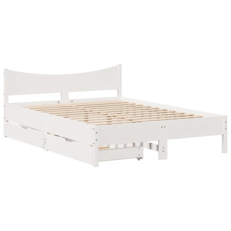 vidaXL Bedframe met lades massief grenenhout wit 140x190 cm afbeelding2 - 1