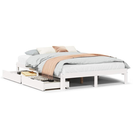 vidaXL Bedframe met lades massief grenenhout wit 120x190 cm afbeelding2 - 1