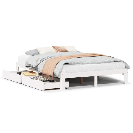 vidaXL Bedframe met lades massief grenenhout wit 140x190 cm afbeelding2 - 1