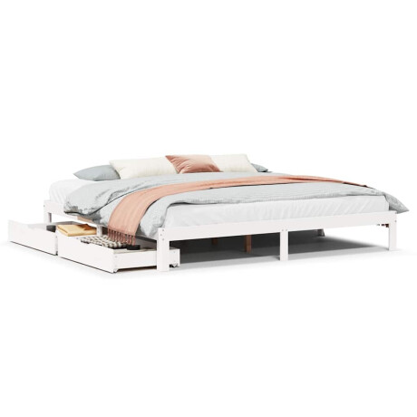 vidaXL Bedframe met lades massief grenenhout wit 200x200 cm afbeelding2 - 1