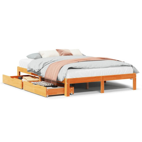 vidaXL Bedframe met lades massief grenenhout wasbruin 135x190 cm afbeelding2 - 1