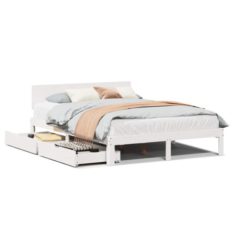 vidaXL Bedframe met lades massief grenenhout wit 120x190 cm afbeelding2 - 1