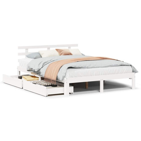 vidaXL Bedframe met lades massief grenenhout wit 140x190 cm afbeelding2 - 1