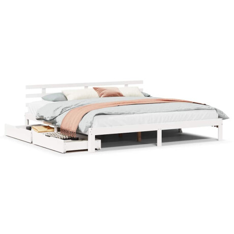 vidaXL Bedframe met lades massief grenenhout wit 200x200 cm afbeelding2 - 1