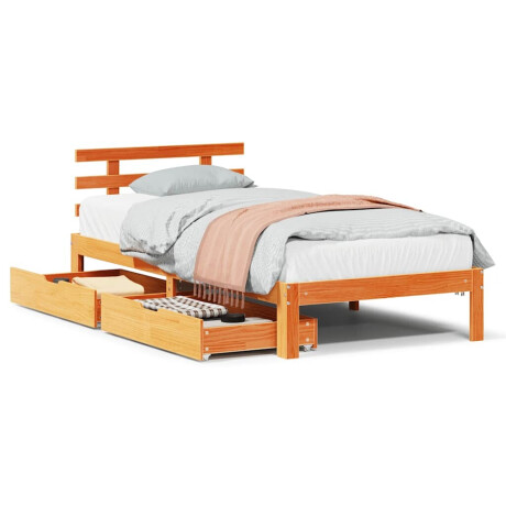 vidaXL Bedframe met lades massief grenenhout wasbruin 75x190 cm afbeelding2 - 1