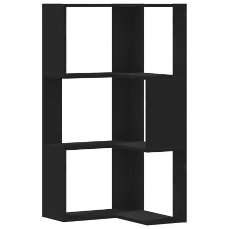vidaXL Boekenkast 3-laags hoek 50x50x102 cm bewerkt hout zwart afbeelding2 - 1