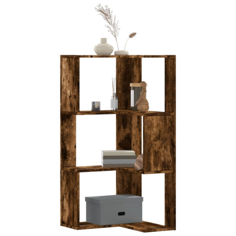vidaXL Boekenkast 3-laags hoek 50x50x102 cm bewerkt hout gerookt eiken afbeelding2 - 1
