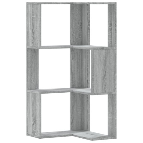 vidaXL Boekenkast 3-laags hoek 50x50x102 cm bewerkt hout grijs sonoma afbeelding2 - 1