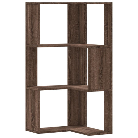 vidaXL Boekenkast 3-laags hoek 50x50x102 cm bewerkt hout bruin eiken afbeelding2 - 1