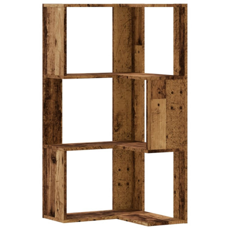 vidaXL Boekenkast 3-laags hoek 50x50x102 cm bewerkt hout oud houtkleur afbeelding2 - 1