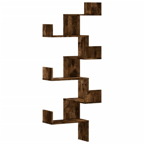 vidaXL Hoekwandschap 45x45x147 cm bewerkt hout gerookt eikenkleurig afbeelding2 - 1