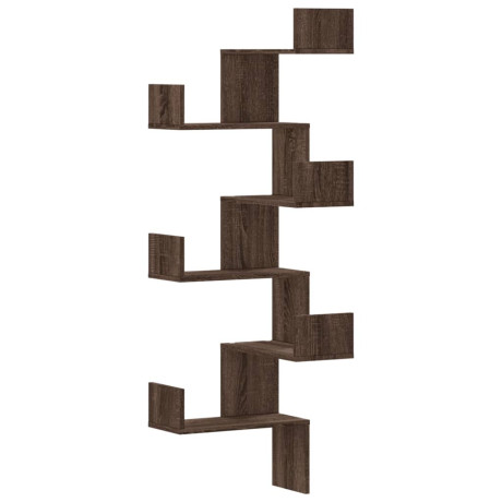 vidaXL Hoekwandschap 45x45x147 cm bewerkt hout bruin eikenkleurig afbeelding2 - 1