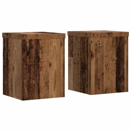 vidaXL Plantenstandaards 2 st 15x15x20 cm bewerkt hout oud houtkleurig afbeelding2 - 1