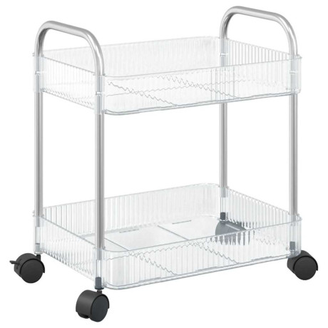 vidaXL Opbergtrolley 2-laags 37x27,5x43,5 cm acryl transparant afbeelding2 - 1