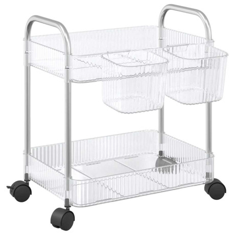 vidaXL Opbergtrolley 2-laags 37x27,5x43,5 cm acryl transparant afbeelding2 - 1