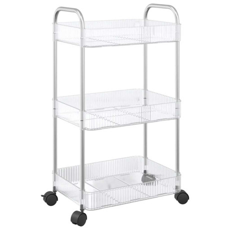 vidaXL Opbergtrolley 3-laags 37x28x68 cm acryl transparant afbeelding2 - 1