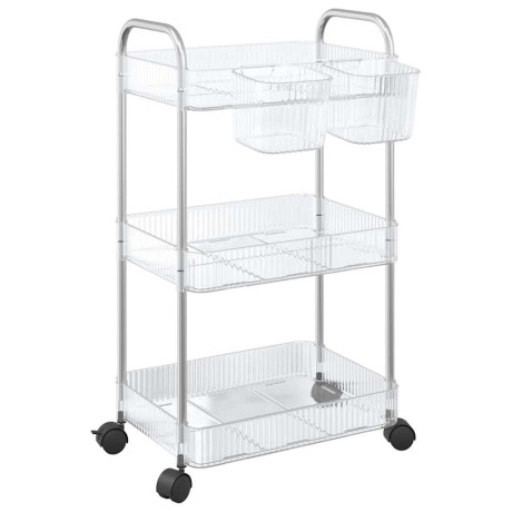 vidaXL Opbergtrolley 3-laags 37x28x68 cm acryl transparant afbeelding2 - 1