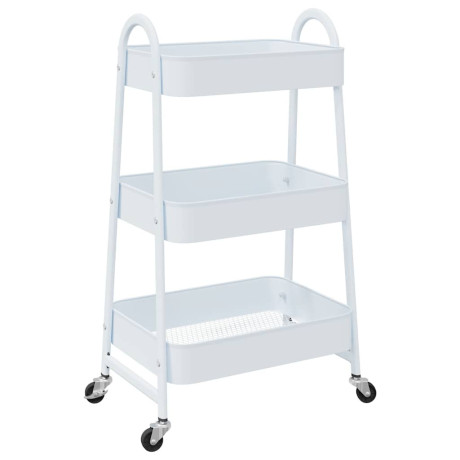 vidaXL Opbergtrolley 3-laags 42x41,5x77 cm staal wit afbeelding2 - 1