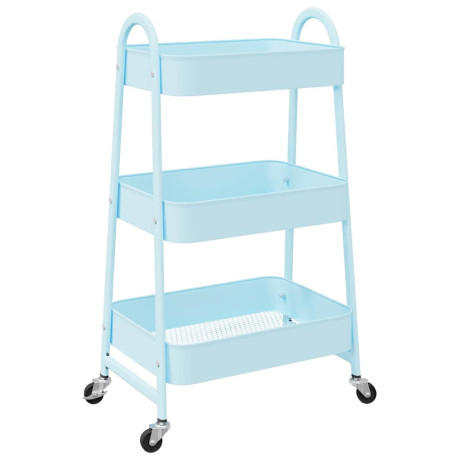 vidaXL Opbergtrolley 3-laags 42x41,5x77 cm staal blauw afbeelding2 - 1