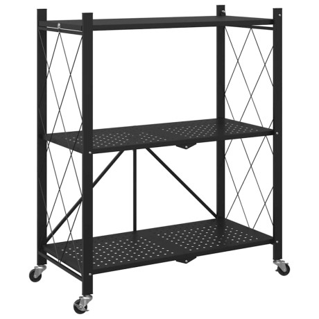 vidaXL Opbergrek op wielen 71x34x88 cm staal zwart afbeelding2 - 1