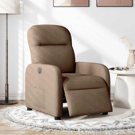 vidaXL Fauteuil verstelbaar elektrisch stof bruin afbeelding2 - 1