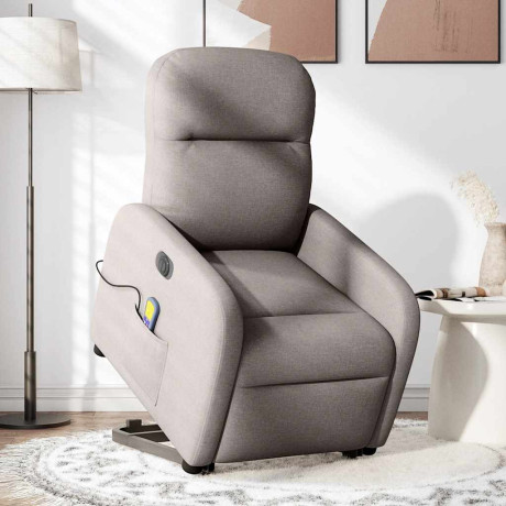 vidaXL Sta-op-massagestoel elektrisch verstelbaar stof taupe afbeelding2 - 1