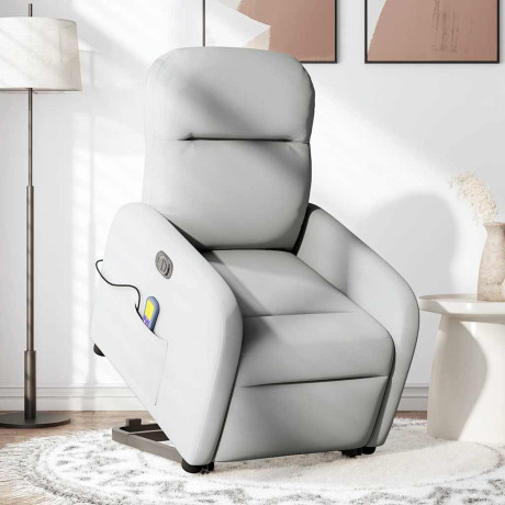 vidaXL Sta-op-massagestoel elektrisch verstelbaar stof wolk grijs afbeelding2 - 1