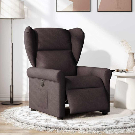 vidaXL Fauteuil verstelbaar elektrisch stof donkerbruin afbeelding2 - 1