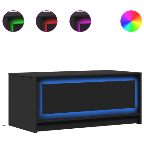 vidaXL Salontafel met LED-verlichting bewerkt hout zwart afbeelding2 - 1