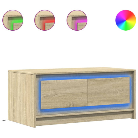 vidaXL Salontafel met LED-verlichting bewerkt hout sonoma eikenkleurig afbeelding2 - 1