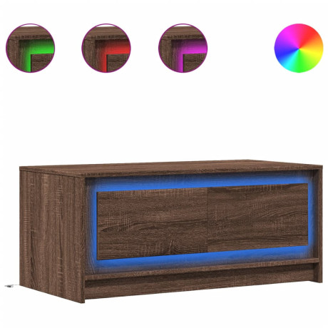 vidaXL Salontafel met LED-verlichting bewerkt hout bruin eikenkleur afbeelding2 - 1