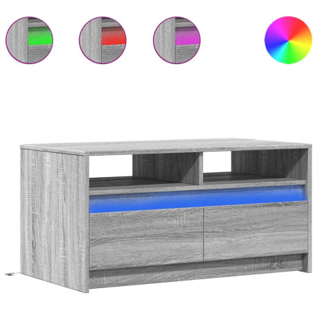 vidaXL Salontafel met LED-verlichting bewerkt hout grijs sonoma eiken afbeelding2 - 1