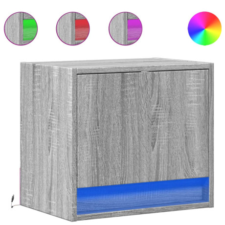 vidaXL Nachtkastje met LED's wandgemonteerd grijs sonoma eikenkleurig afbeelding2 - 1