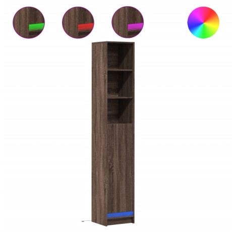 vidaXL Dressoir met LED 36x32,5x200 cm bewerkt hout bruin eikenkleur afbeelding2 - 1