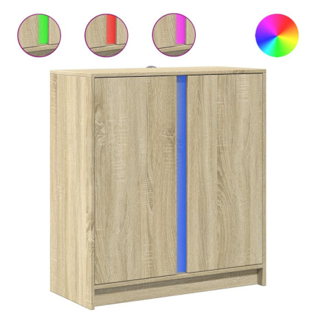 vidaXL Dressoir met LED 77x34x85 cm bewerkt hout sonoma eikenkleurig afbeelding2 - 1