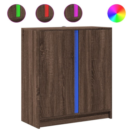 vidaXL Dressoir met LED 77x34x85 cm bewerkt hout bruin eikenkleur afbeelding2 - 1