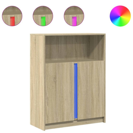 vidaXL Dressoir met LED 77x34x100 cm bewerkt hout sonoma eikenkleurig afbeelding2 - 1