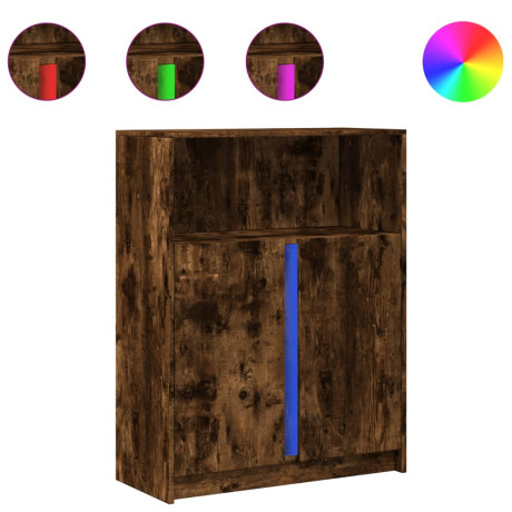 vidaXL Dressoir met LED 77x34x100 cm bewerkt hout gerookt eikenkleurig afbeelding2 - 1