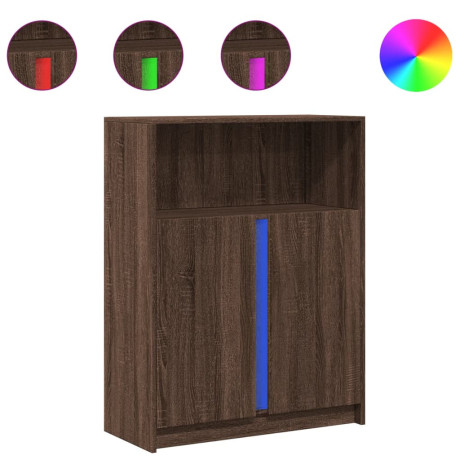 vidaXL Dressoir met LED 77x34x100 cm bewerkt hout bruin eikenkleur afbeelding2 - 1