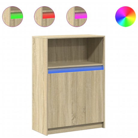 vidaXL Dressoir met LED 72x34x100 cm bewerkt hout sonoma eikenkleurig afbeelding2 - 1