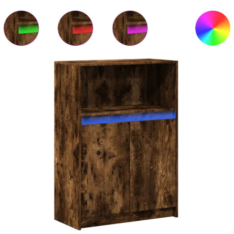 vidaXL Dressoir met LED 72x34x100 cm bewerkt hout gerookt eikenkleurig afbeelding2 - 1