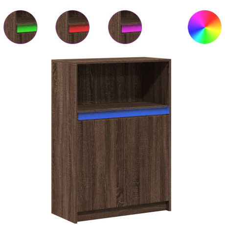 vidaXL Dressoir met LED 72x34x100 cm bewerkt hout bruin eikenkleur afbeelding2 - 1
