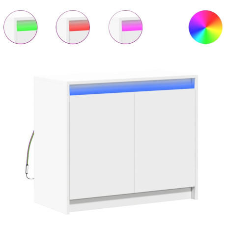 vidaXL Dressoir met LED 72x34x61 cm bewerkt hout wit afbeelding2 - 1