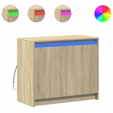 vidaXL Dressoir met LED 72x34x61 cm bewerkt hout sonoma eikenkleurig afbeelding2 - 1